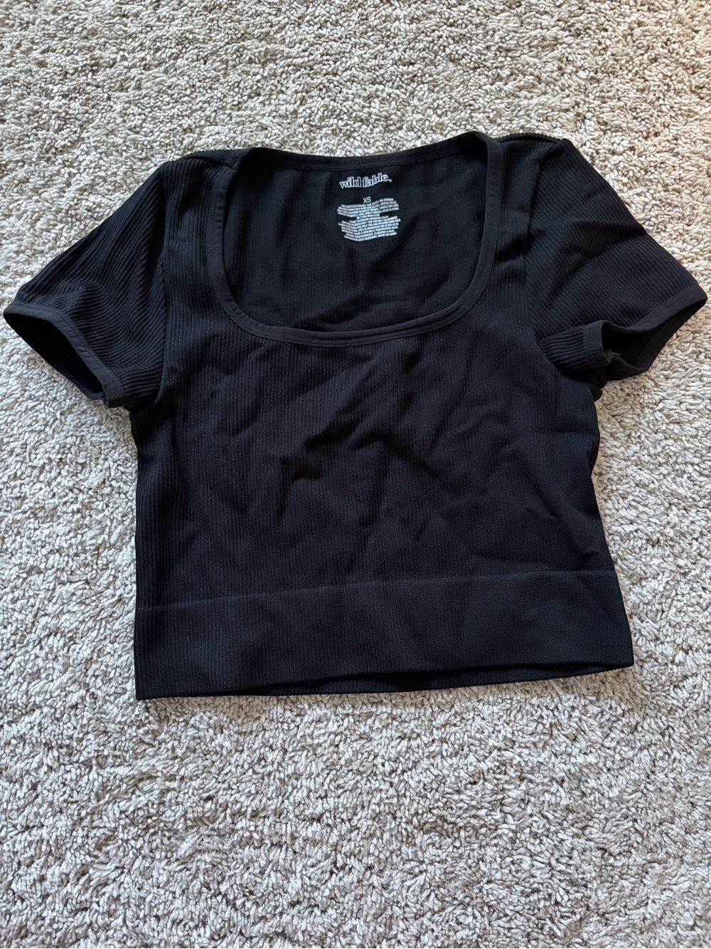 Free People Black Ribbed Scoop Crop Top